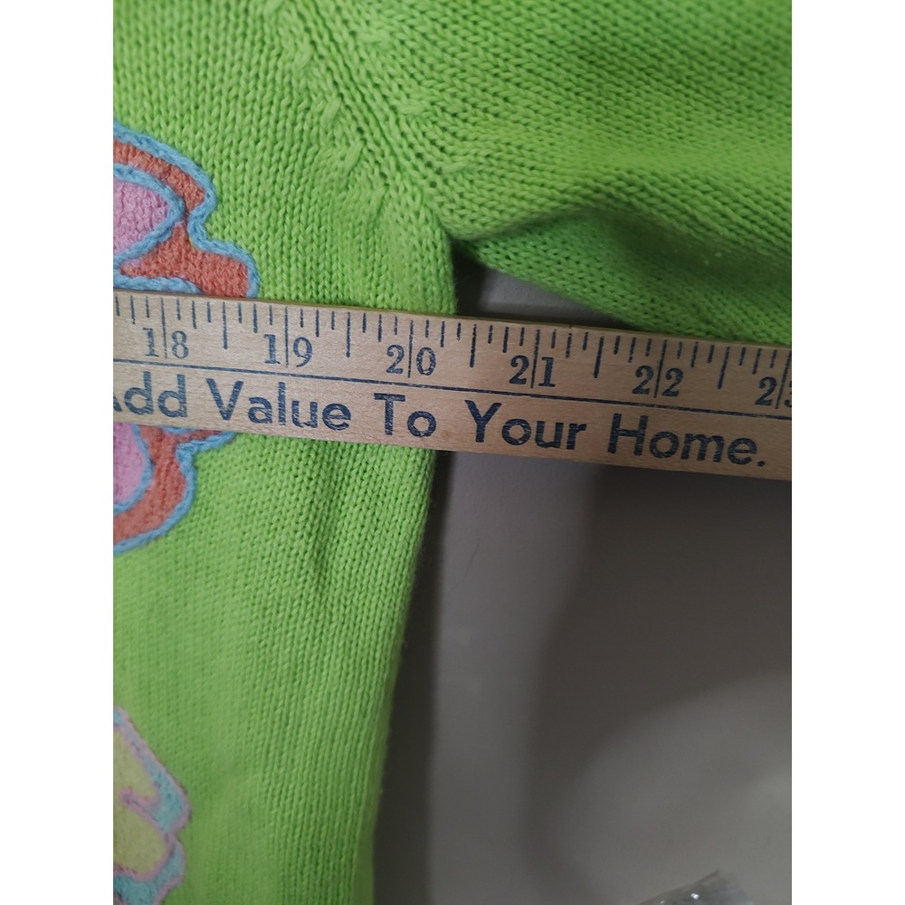 Design Options Philip Jane Gordon Lime Green Butterfly Floral Beaded Cardigan S - Picture 5 of 10